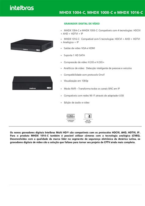 Gravador Digital De Imagem DVR MHDX 1008 C Intelbras