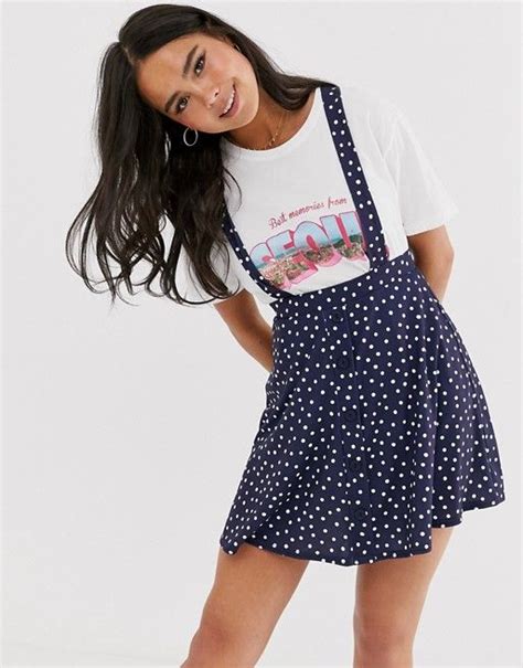 Asos Design Button Front Mini Jumper Dress Skirt In Polka Dot Asos