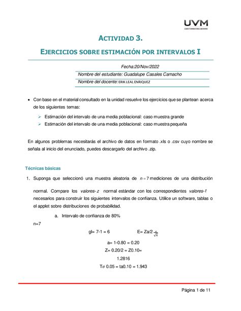 A Gcc Mmmmm Actividad Ejercicios Sobre Estimacin Por