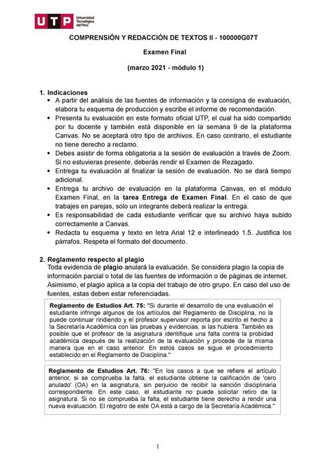 Comprensión Y Redacción De Textos 2 Marzo 2021 Formato Utp