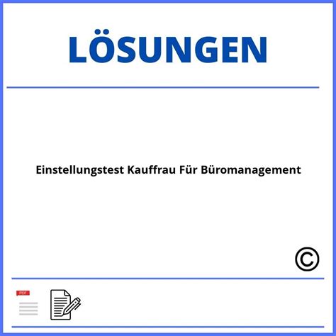 Einstellungstest Kauffrau F R B Romanagement Mit L Sungen Pdf