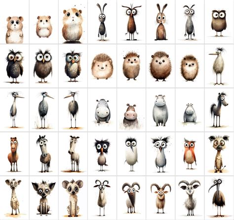 600 Scared & Funny Animals PNG Clipart Set, High-resolution Commercial ...