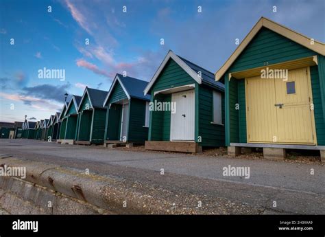 Row Of Beach Huts At Gurnard Cowes Isle Of Wight Uk Beach Huts