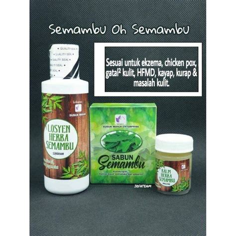 Set Daun Semambu Lotion Daun Semambu Sabun Ekzem Balm Gatal Shopee