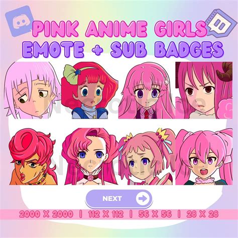 Pink Anime Girl Emote for Twitch Discord Youtube Streamer MEGA - Etsy