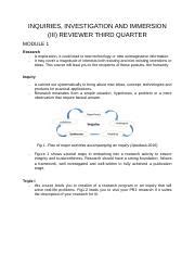 Triple I Reviewer Third Quarter Docx Inquiries Investigation And