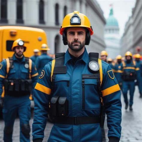 Premium Photo | Civil defense officers in uniform on a city street protection of the population ...