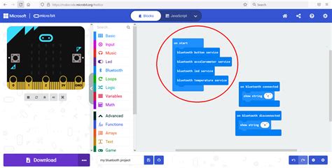 Maak Een MakeCode Project Met Bluetooth Aan Met JustWorks Pairing