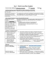 Edtpa Lesson Plans Docx Day Math Lesson Plan Template Course