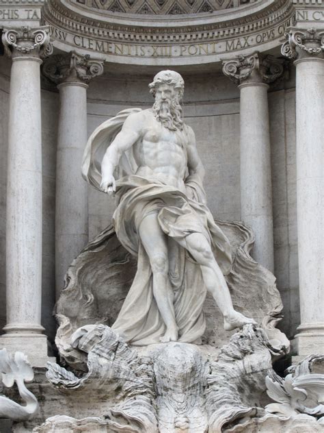 Statue On The Trevi Fountain Rome Italy Travel Ancient Greek