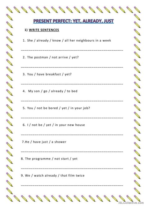 YET JUST Or ALREADY English ESL Worksheets Pdf Doc