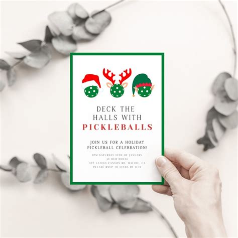 Pickleball Christmas Party Invitation Template Pickleball Etsy