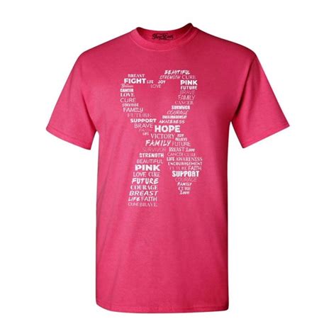 Shop4ever Mens White Ribbon Heart Montage Cloud Breast Cancer Graphic