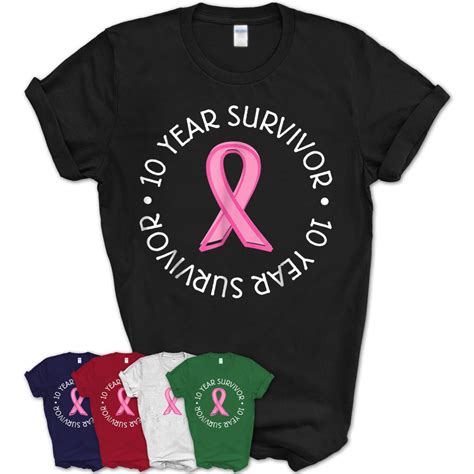 10 Year Breast Cancer Survivor Pink Ribbon T Shirt Teezou Store