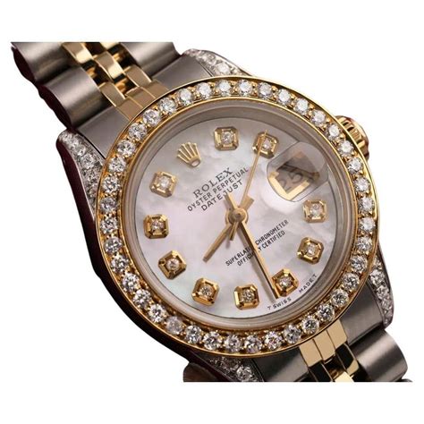 Rolex Ladies Watch 26mm Datejust Yellow Gold Diamond Dial Diamond Bezel 6917 For Sale At 1stdibs