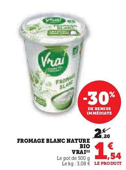 Promo Fromage Blanc Nature Bio Vrai Chez Hyper U ICatalogue Fr