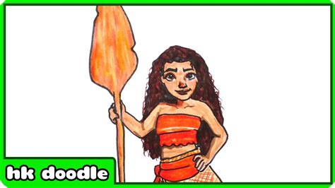 How To Draw Moana From Moana Movie Easy Moana Drawing For Kids Step