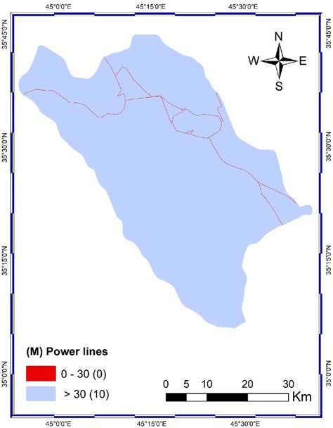 Buffer zone and suitability index map: (A) Power lines. | Download ...