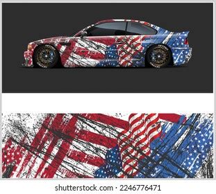 American Flag Sport Car Racing Wrap Stock Vector (Royalty Free ...