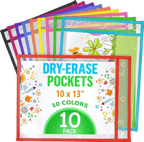 Amazon Pack X Inch Dry Erase Pockets Reusable Sleeves