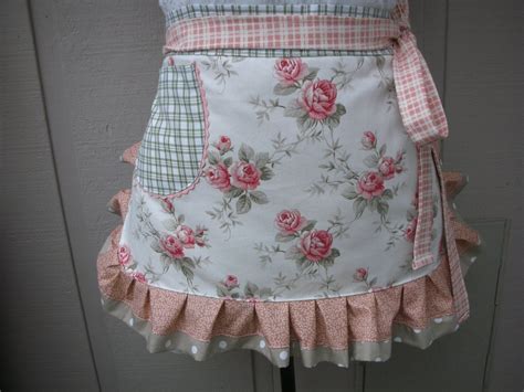 Womens Aprons Aprons With Coral Roses Shabby Chic Apron