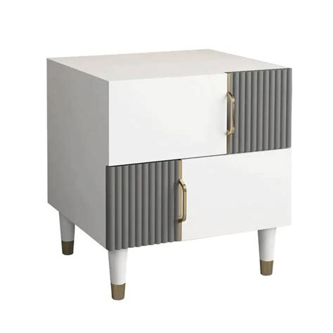 18.9" Modern White Bedroom Wooden Nightstand with 2 Drawers | Bedroom ...