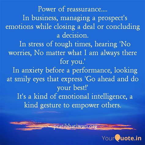 Power Of Reassurance Quotes Writings By Pratibha Tiwari