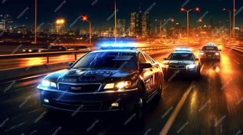 Premium AI Image | Police car with sirens on the highway Generative AI