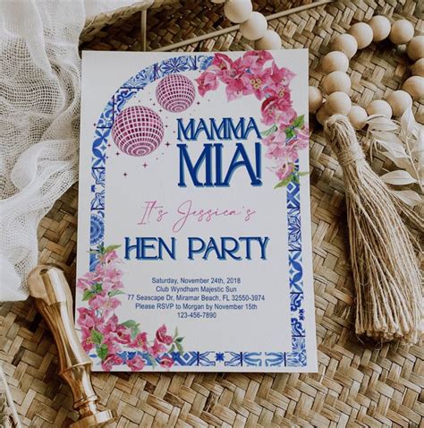 Editable Mamma Mia Bachelorette Invitation With Back Mamma Mia Party