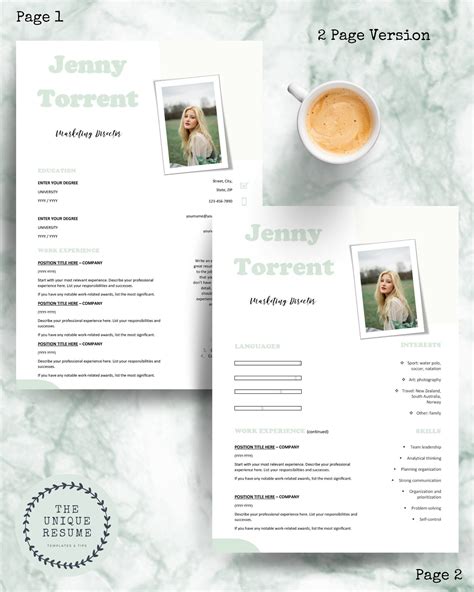 Green Creative Resume Template Professional Cv Template Digital