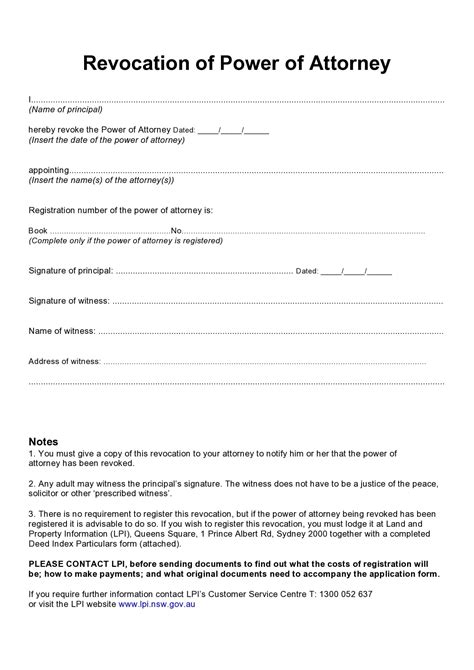 Free Printable Revocation Of Power Of Attorney Form Web For Anyone