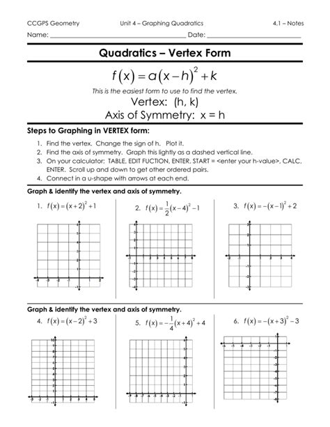 Graphing Quadratics Worksheet Answers – E Street Light