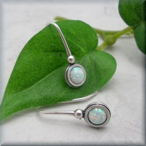 Opal Earrings Dangle Gemstone October Birthstone Sterling Silver