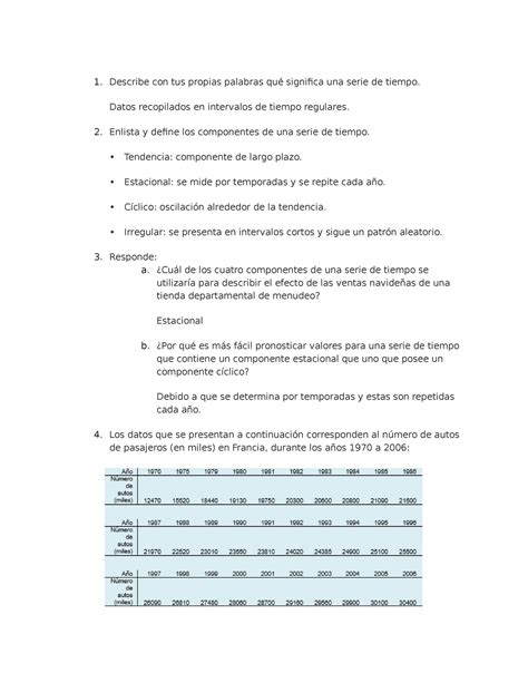 Estadísticas y pronosticos ejercicio 5 Describe con tus propias