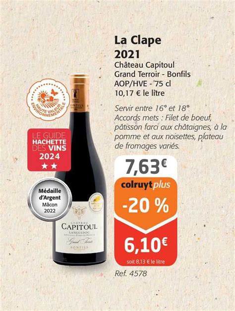 Promo Aop Languedoc La Clape Cuv E Grand Terroir Ch Teau Capitoul Hve