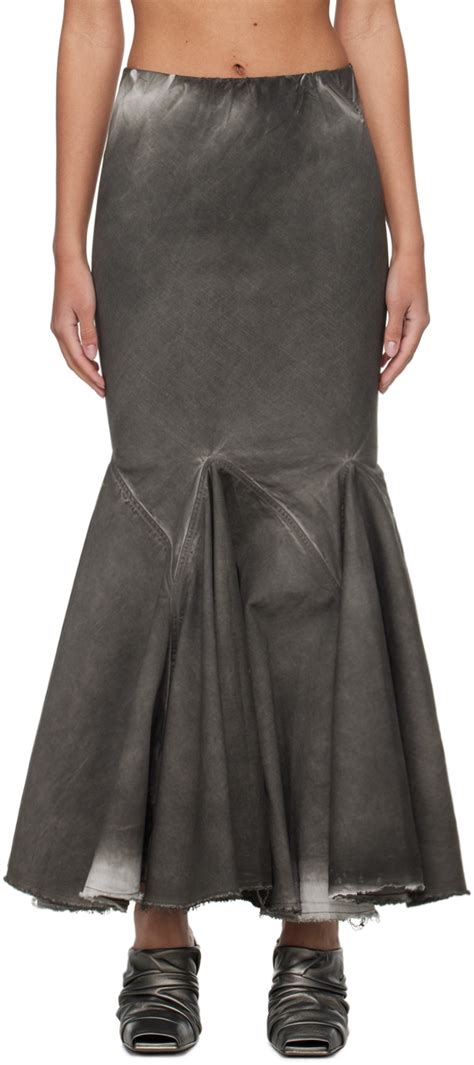 Rick Owens Drkshdw Gray Divine Bias Denim Maxi Skirt Rick Owens Drkshdw