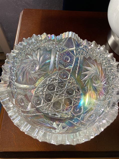 Iridescent Carnival Glass Bowl Etsy