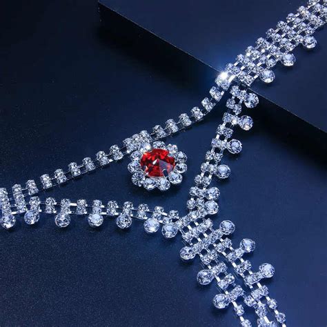 Sexy Bikini Lingerie Red Crystal Women Thong Panties Body Chain