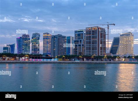 Beautiful Lusail Skyline View From Lusail Marina Stock Photo Alamy