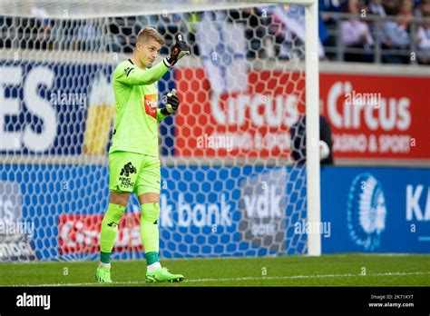 Gent S Goalkeeper Paul Nardi Gestures During A Soccer Match Between Kaa