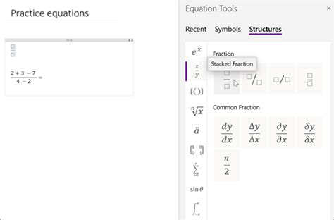 Create Equations In Onenote Using Equation Tools Microsoft Support