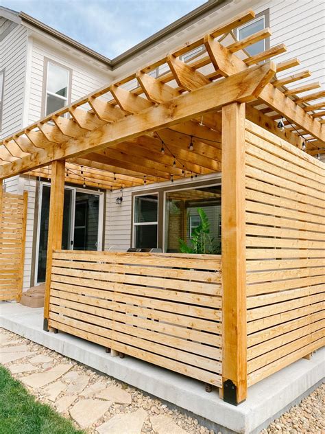 DIY Pergola How To Build A Pergola On A Patio With Wood Slat Privacy