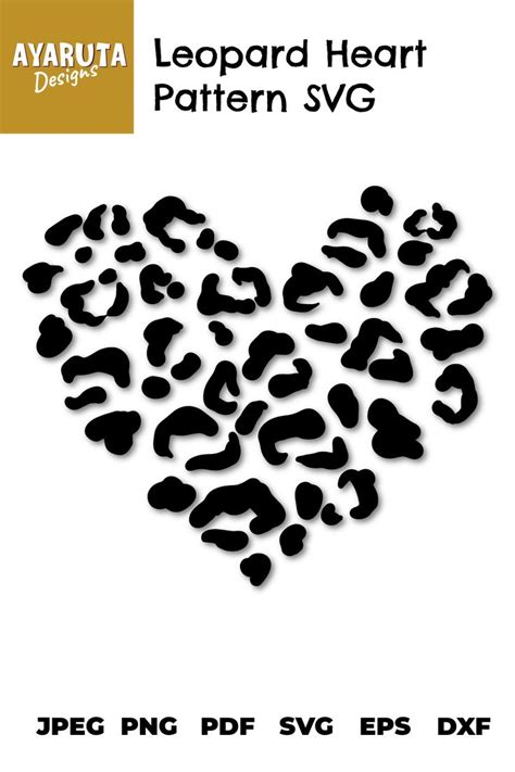 The Leopard Heart Pattern Svg Is Shown In Black And White With An