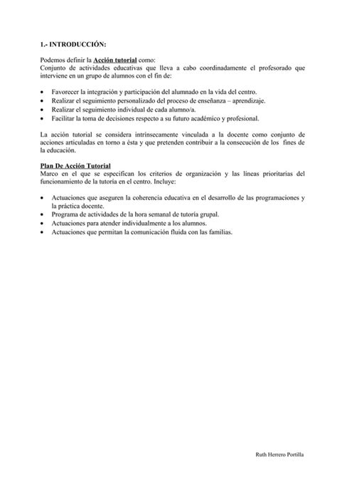 Plan De Accion Tutorial En Primaria Pdf