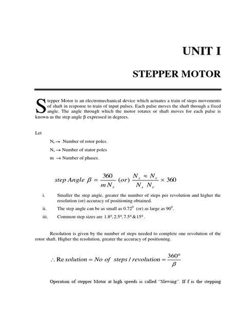 Stepper Motor Notes Pdf Electric Motor Electrical Engineering