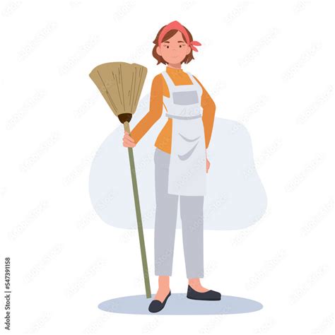 Housekeeping, cleaning concept. Flat vector cartoon character ...