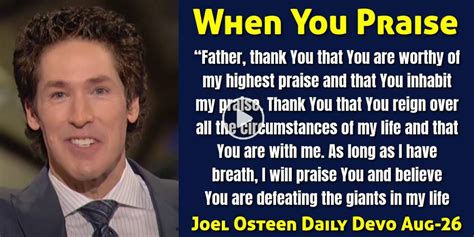 Joel Osteen (August-26-2022) Daily Devotional: When You Praise