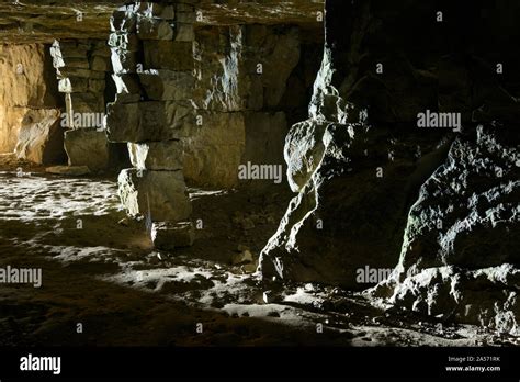 Interior Of One Of The Caves At Winspit Quarry Dorset Stock Photo Alamy