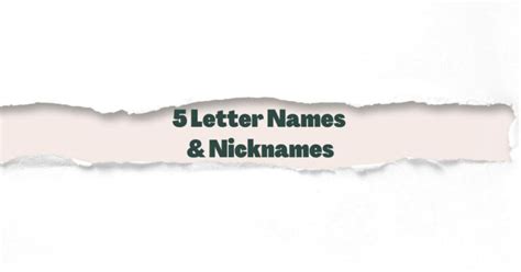 5 Letter Names and Nicknames - More than 3,000 ideas | OinkNames