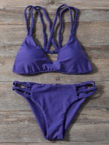 Braided Strappy Thong Bikini Set In DEEP PURPLE ZAFUL 2024